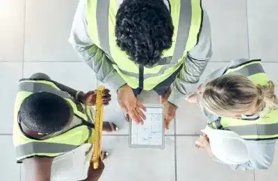 équipe de travail d'architecture sur le terrain