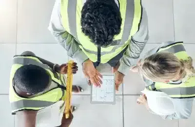 équipe de travail d'architecture sur le terrain